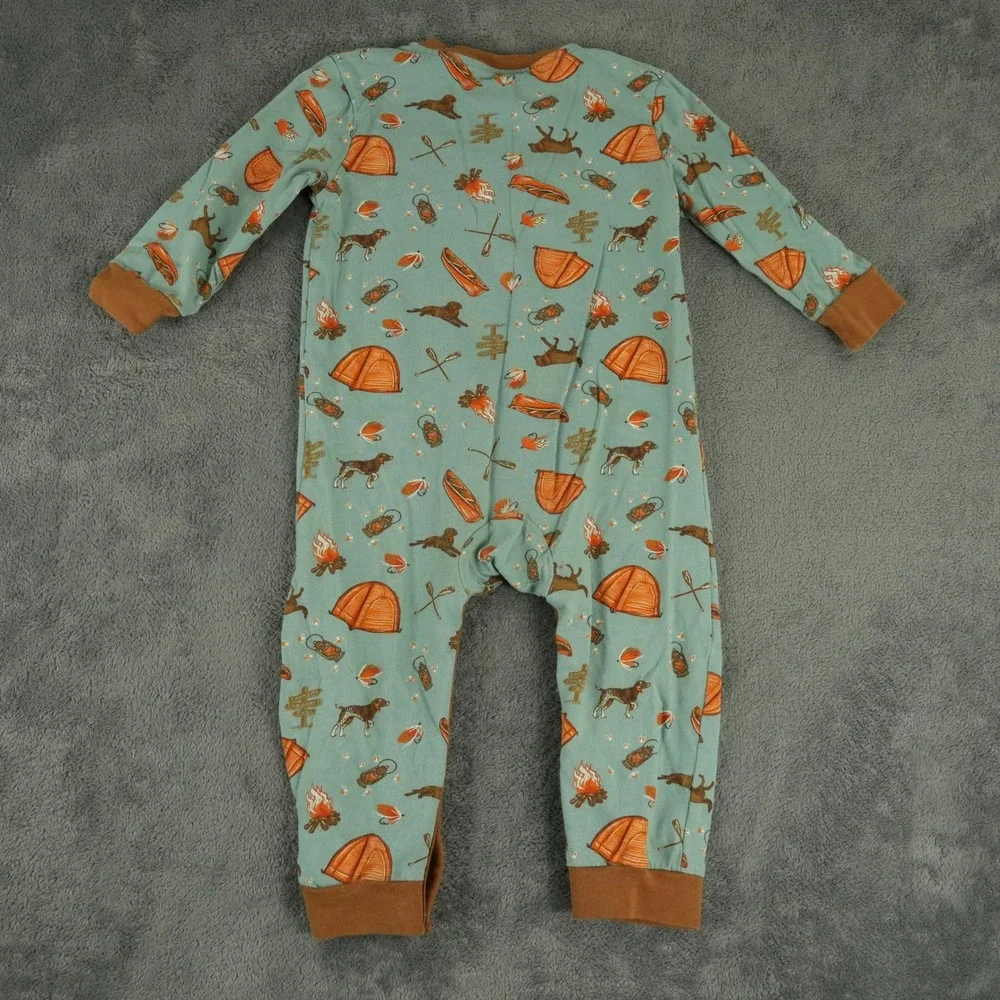 Carhartt Romper Coverall Unisex 18M Blue Camping Outdoors Print OX8764-B